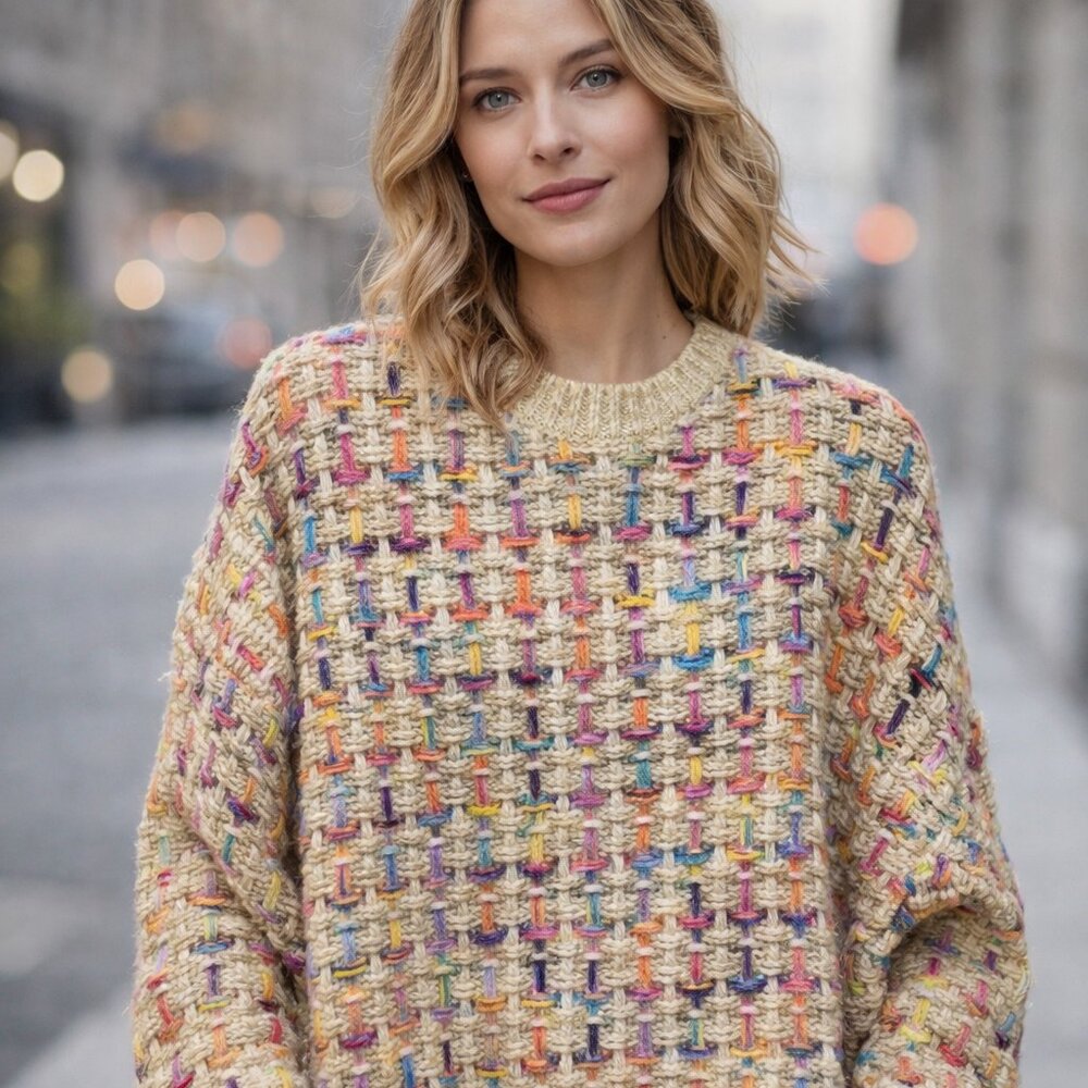 New! Multicolored Metallic Accent Sweater